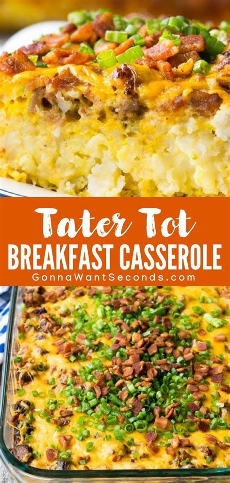 Tater tot casserole recipe recipes • sides • march 10, 2018 this easy cheesy tater tot casserole is a simple, quick and tasty side dish with a tater tot base, creamy and cheesy center, and a fried onion topping! Tater Tot Breakfast Casserole | Recipe | Tater tot breakfast, Food recipes, Tater tot breakfast ...