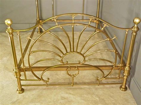 Shell and brass bed frame with geometric fluted details by r&y augousti. art nouveau brass bed frame | Brass bed, Brass bed frame ...