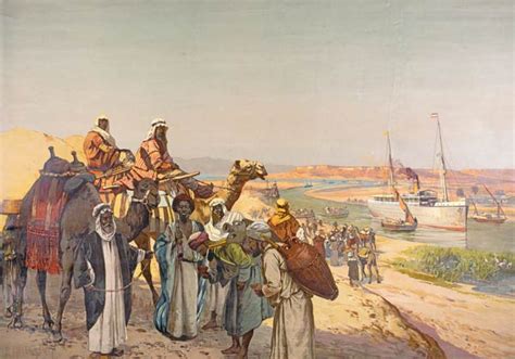 Admin april 1, 2021 leave a comment. Suez Canal Painting - Shipping On The Suez Canal From A Souvenir Album Commemorating The Voyage ...