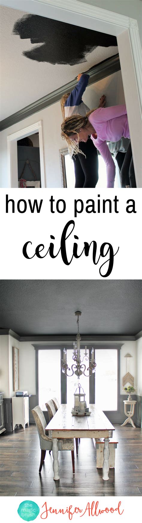 Follow these simple painting tips to freshen up your ceiling. How to paint a ceiling ... black! Painted Black Ceiling in ...