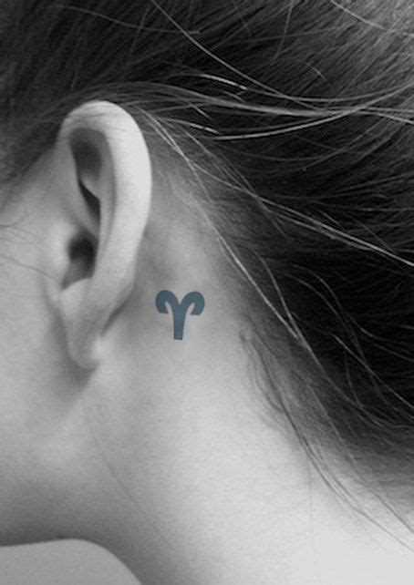 Our favorite cancer zodiac tattoos. small zodiac Aries sign tattoo behind the ear #ink #girly ...