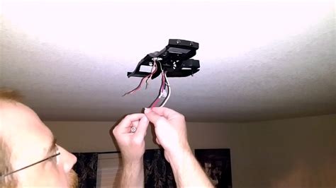 Install a ceiling fan light starts at 2:01 video begins with fixing ceiling damage. Install Ceiling Fan in place of light fixture. Metal Frame ...