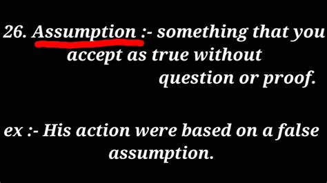 Word meaning synonyms, word meaning pronunciation, word meaning translation, english dictionary definition of word meaning. "Assumption " meaning with English example - YouTube