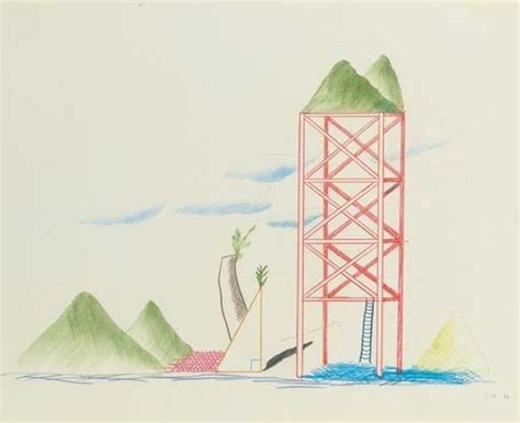 David hockney and jonas wood style signed drawing. Artwork by David Hockney, Landscape on a platform (Blue ...