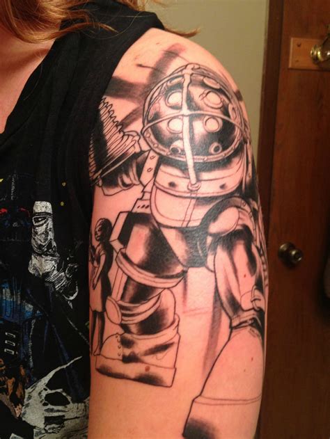 As fearsome and bold as the real thing these big daddy tattoos may not drain you of adam or crush your skull. One session into my Big Daddy/Little Sister tattoo! : Bioshock