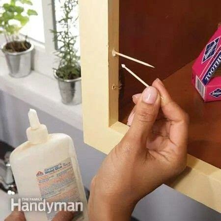 Work in small sections of 2 or 3 feet so that the caulk doesn't start drying before you can smooth it. Fill in stripped screw holes | Kitchen cabinets repair ...