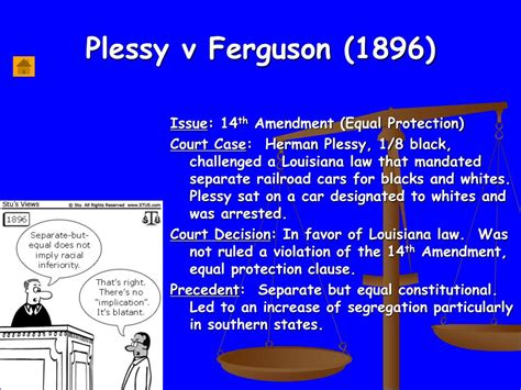 Supreme court decision that upheld the constitutionality of racial segregation under the rejecting plessy's argument that his constitutional rights were violated, the supreme court ruled that a law that implies merely a legal distinction. PPT - SUPREME COURT CASES PowerPoint Presentation, free ...