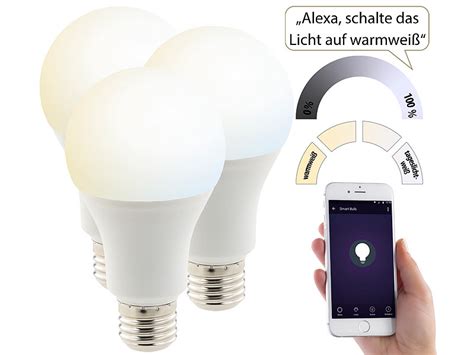Alexa skills consulting and development. Luminea WLAN Licht: 3er-Set WLAN-LED-Lampen, komp. mit ...