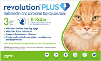 It is a very versatile topical medicine that offers a wide range of protection for cats. Revolution Plus for Cats 11.1 - 22lbs 3 Month