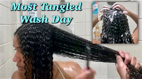 Scrunch in the mix with your hands to reshape the curls. Most Tangled Wash Day Ever | Curly Hair Routine - YouTube