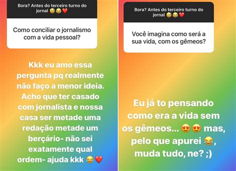 Apesar de ter confidenciado a informação aos seus colegas de redação. Andreia Sadi, grávida de gêmeos, sobre sua casa: "Metade ...