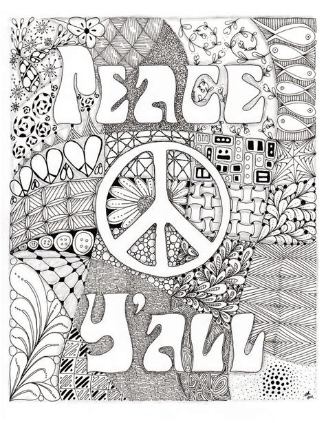 Coloring outside the lines is a fine art. Peace Y'all by Paula Dickerhoff | Art pages, Coloring ...