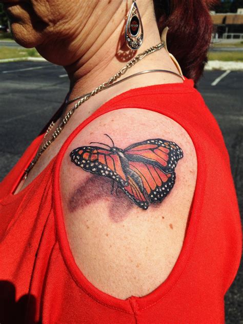 Monarch butterfly music notes tattoo for girls. 3D Monarch Butterfly Tattoo By Mike Hessinger at Moonlight ...