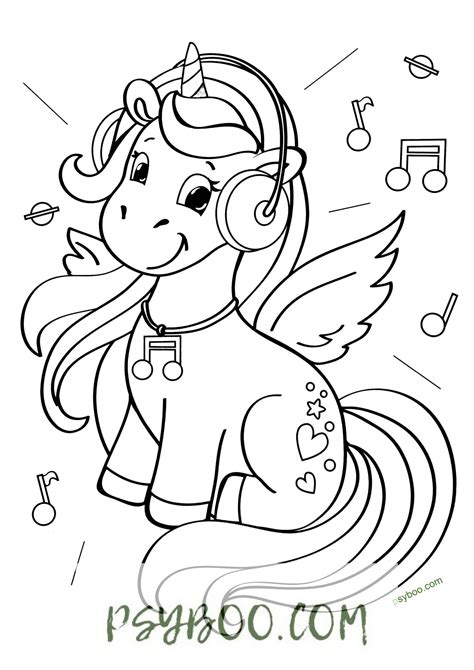 Rain rainbow unicorn coloring page. Cute Kawaii Unicorn Headphones Coloring Page ⋆ Free ...