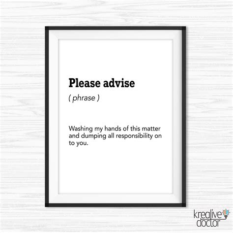 Please Advise Funny Email Definition - Office Definition Print - Definition Wall Art - Printable ...