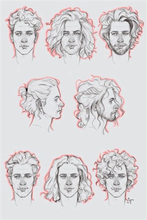 How to draw curly hair, draw c. Male curly hair | Desenhos de penteados, Desenho de cabelo ...