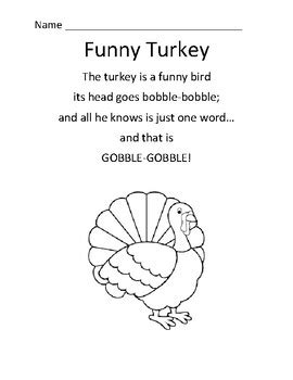 Literacy minute turkey poems for thanksgiving 2. Funny Turkey Thanksgiving Poem by Emily Smith | Teachers ...