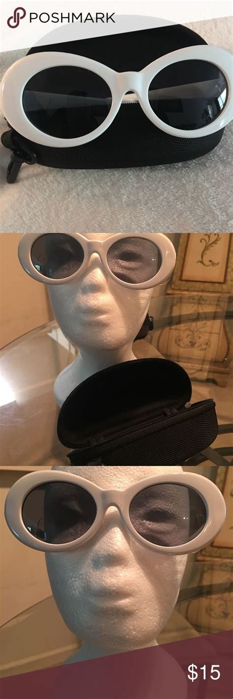 Oval sunglasses white kurt cobain glasses trendy 2021 retro style sunglasses. Vintage White "Kurt Cobain" Style Sunglasses Look like a ...