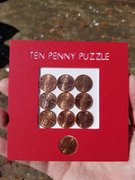 The pennies should not overlap in any way and must all stay inside the boundaries. Ten Penny Puzzle - Projects - Inventables Community Forum