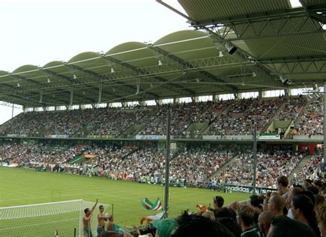 The stadium has a capacity of 28345. Live Football: Rapid Wien Stadium - Gerhard Hanappi Stadion