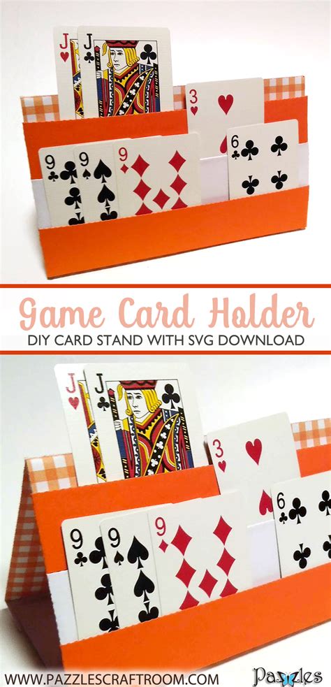 4 playing card holder with pocket. DIY Game Card Holder for Playing Cards - instant SVG ...