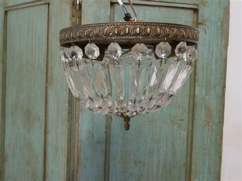 Pair of antique vnt french basket style crystal chandelier lamp 1940's 18in dtmr. French Empire Style Crystal Basket Chandelier | 727403 ...