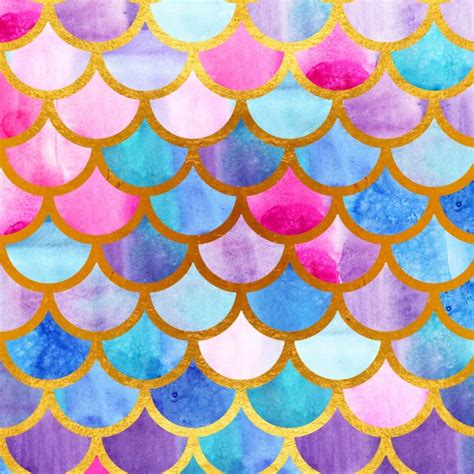 Explore a cute and playful mermaid theme in your space with this stylish pastel watercolour wallpaper inspired by mermaid scales and seashells. Mermaid Scales Fairytale Wallpaper Wall Mural