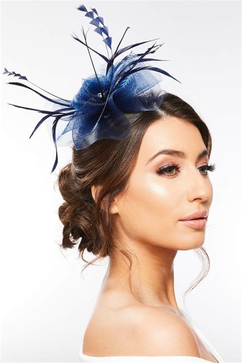 Here are 10 hairstyles that you can totally do by yourself. Quiz Navy Jewel Feather Headband Fascinator | Fascinator ...