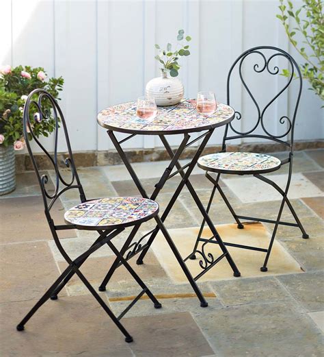 Free shipping on qualified orders. Mosaic Tile 3-Piece Bistro Set with Folding Chairs and ...