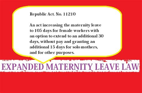 The family and medical leave act (fmla) offers eligible employees 12 weeks of unpaid leave per year, with reinstatement rights, in various. DOLE, CSC signed IRR for Expanded Maternity Law | Mom's ...