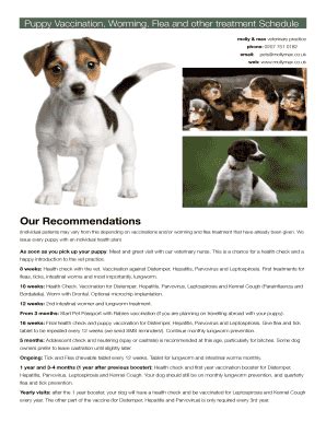 Worms are an inevitable part of a puppy's life, so knowing the symptoms to look out for and establishing a puppy worming schedule. Printable puppy worming schedule - Edit, Fill Out ...