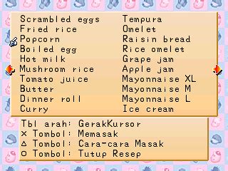 Tidak hanya beberapa resep saja, terdapat banyak resep harvest moon yang dapat anda gunakan untuk membuat sebuah makanan. YUDHI's games: RESEP HARVEST MOON BACK TO NATURE BAHASA ...
