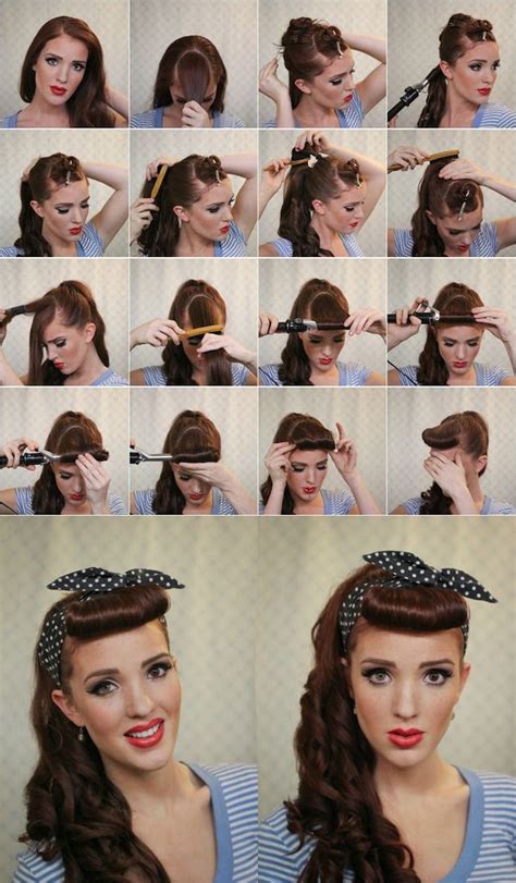 Henry da costa, hairstylist from a salon in mayfair, demonstrates a variety of techniques for teen hairstyles popular in the 1950s. Pin en hairdos