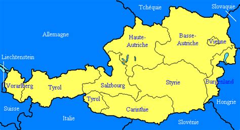 Les alpes occupent le sud et l'ouest de l'autriche et le sommet du grossglockner culmine à 3 797 m. Autriche Carte