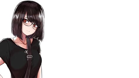 Wakana posted over a year ago. Wallpaper Anime Girl, Black Short Hair, Meganekko, Shirt ...