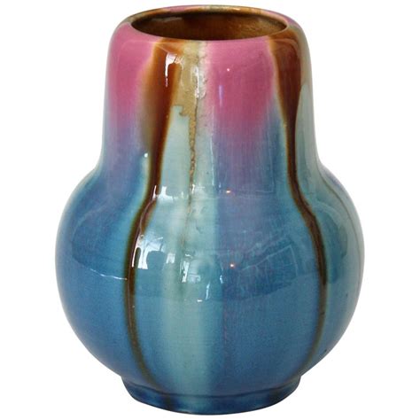 My glazes are used for functional pottery and my children use them to eat from. Awaji Pottery Art Deco Vase in Pink and Blue Flambe Glaze ...