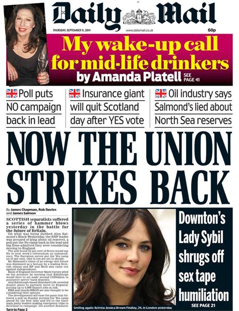 Daily mail tabloid, similar to daily express. 11th September 2014 | Tabloid newspapers, Union strike ...
