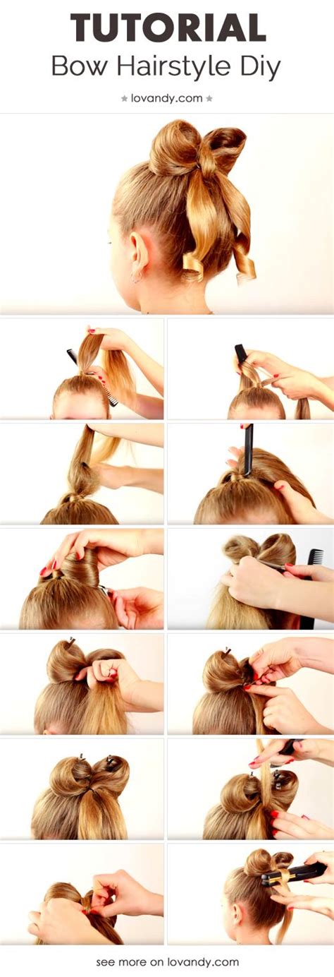 Hold the bow in this position for about 5 seconds to crease this fold. Tutorial: Hair Bow Hairstyle With Long & Medium Hair | Bow hairstyle tutorial, Bow hairstyle ...