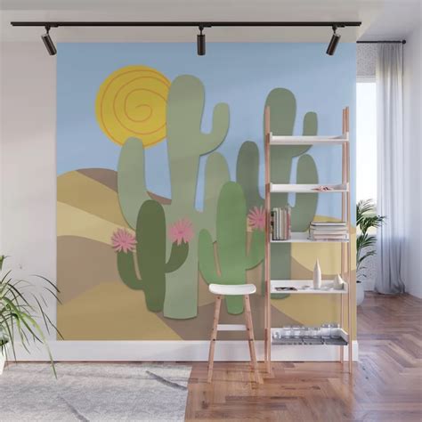 As you can tell from the pictures and room scenes, it really brings classic elegance, dignity and tasteful refinement to your walls. Minimal desert with flowering cacti Wall Mural by ...