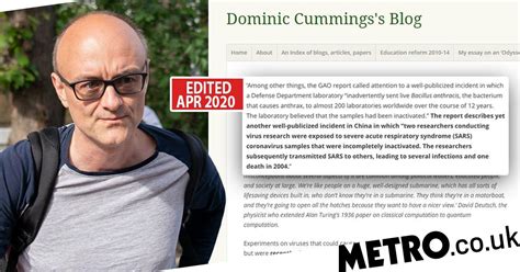 Despite efforts by ministers to draw a line under the row, anger on the tory back benches persisted. Dominic Cummings 'edited blog to make it look like he ...