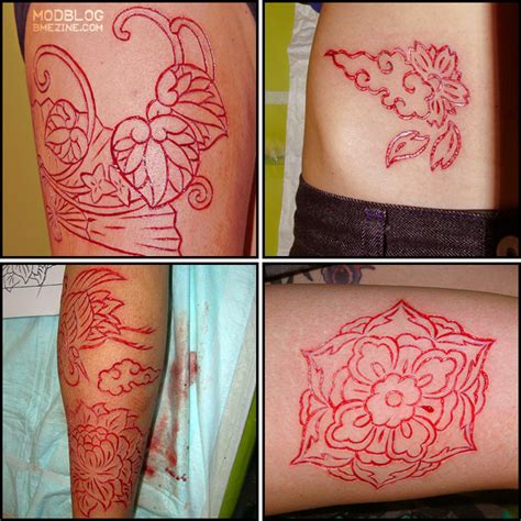 Scarification involves scratching, etching, burning, or superficially cutting designs, pictures, or words into the skin as a permanent body modification. Scarification Kyoto Style | BME: Tattoo, Piercing and Body ...