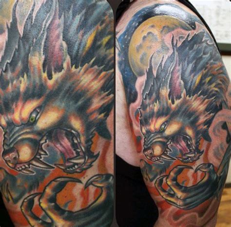 Wenn es dunkel wird, kommen die geschöpfe der nacht hervor. 80 Werwolf Tattoo-Designs für Männer - Vollmond Folklore ...