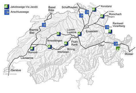 Geographie die schweiz ist ein binnenstaat mit italien im süden, im westen an frankreich, im norden an. Karte-Jakobswege-Schweiz Kopie - Jakobsweg, Tipps ...