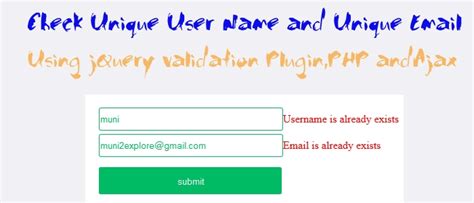 Live Username and Email Availability Checking using PHP, jQuery and Ajax