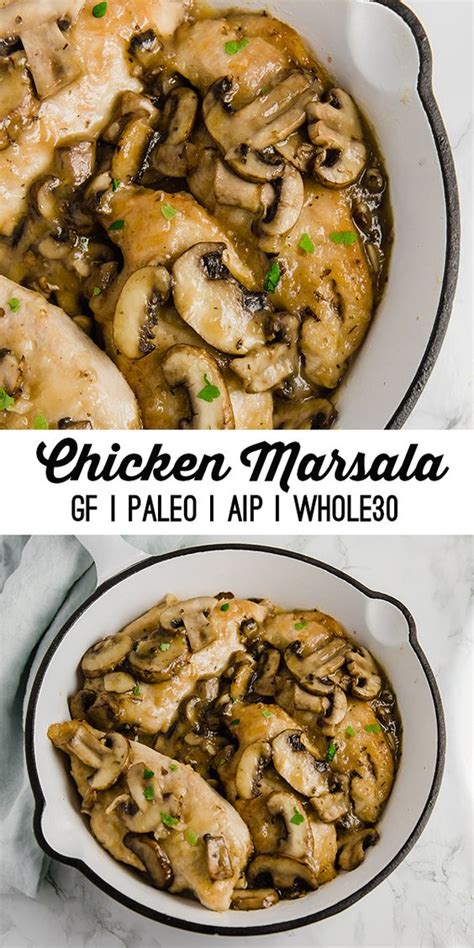 This classic italian chicken marsala is full of mushrooms and sweet marsala wine and is perfect for a quick weeknight meal! Chicken Marsala (Whole30, Paleo, AIP) - Kitchen Pad