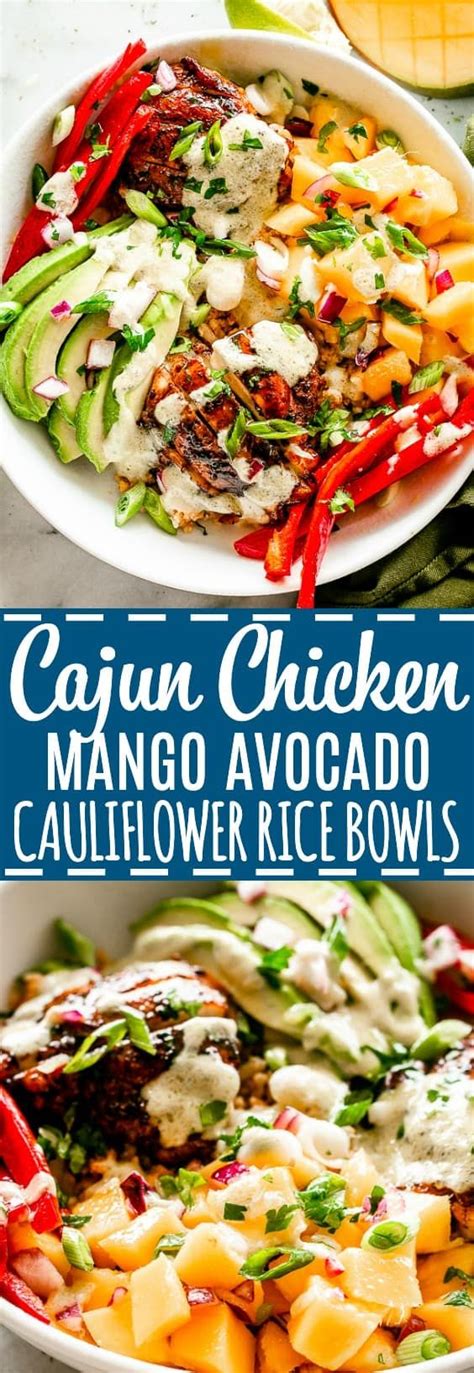 Uncooked rice see * note, 2 c. Cajun Chicken Cauliflower Rice Bowls - Sticky, cajun ...