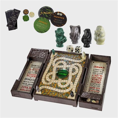 Game board, 4 coloured pawn movers,1 rhino marker, 1 sand timer, 2 number dice, 4 rescue dice, 33 danger cards, 1 label sheet and 1 instructions booklet. Jumanji Collector Board Game Replica | Noble Collection UK ...
