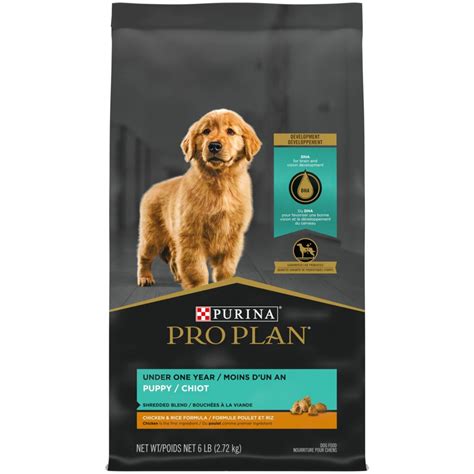 A high quality puppy food will take the following nutrient needs into account the ideal food for puppies in this size category will be rich in protein to support growth and overall, it contains 10.5% crude protein and 9% fat which, converted to dry matter basis (for comparison to dry food), equates. Purina Pro Plan High Protein Shredded Blend Chicken & Rice ...
