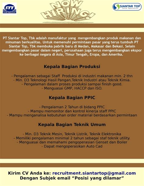 Pada bulan februari lalu saya melamar di sebuah perusaan francise sukses yaitu mcd indonesia atau pt rekso nasional food sebagai management trainee. Pengalaman Kerja Di Pt Siantar Top - Jawaban Soal