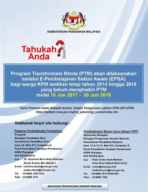 Check spelling or type a new query. Program Transformasi Minda PTM Melalui E-Pembelajaran EPSA ...